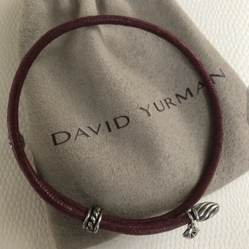 David Yurman leather and silver Adjustable Bracelet DY authentic